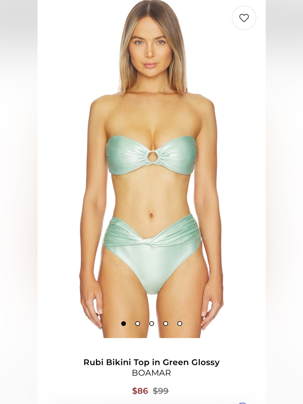 Boamar Rubi Bikini Top Makan Bikini Bottoms SET Green Glossy Womens Size Small